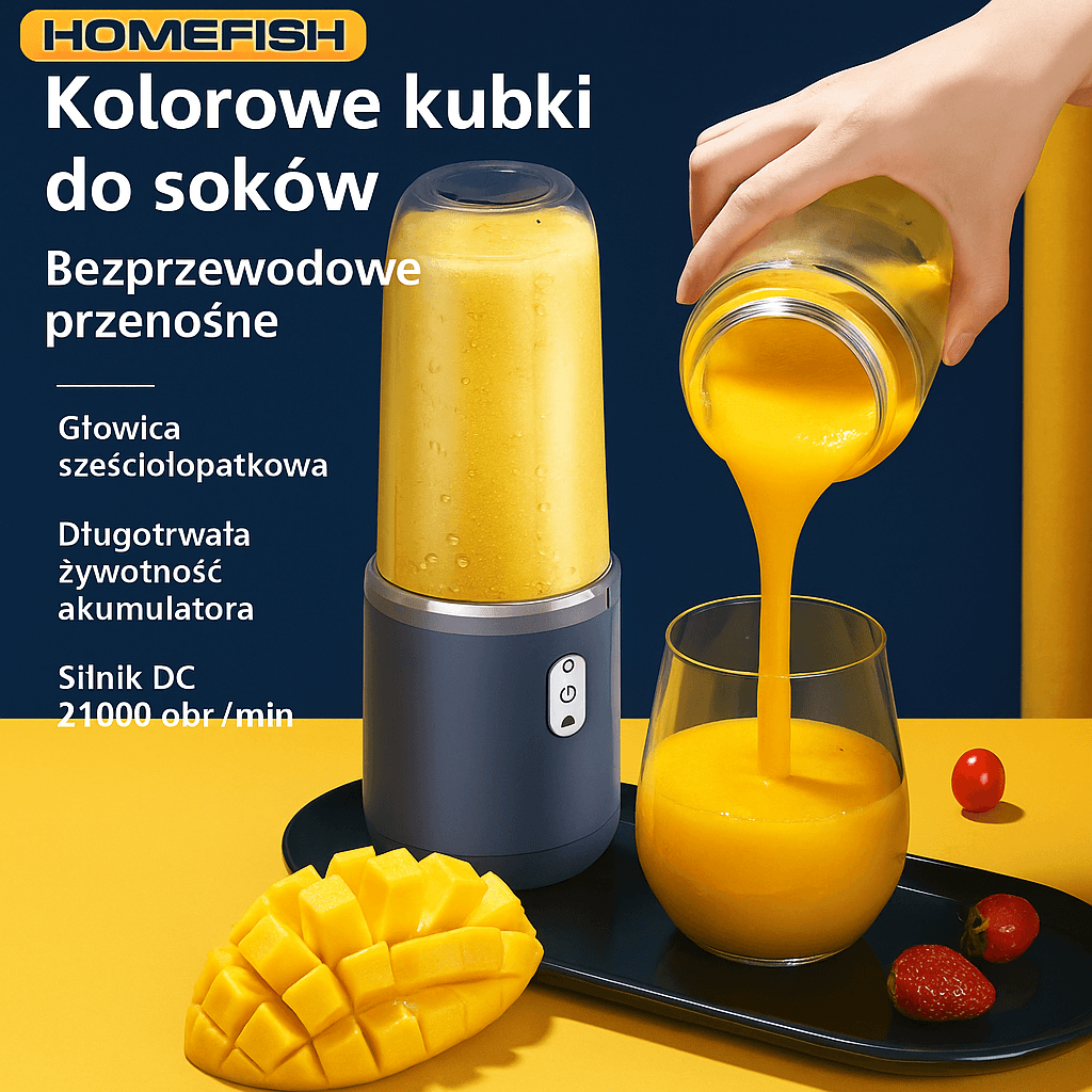 Przenośny Blender do Soków 400ml z USB, Komplet 2 Kubków 🍊